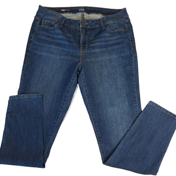 a.n.a Women’s 14W Skinny Jeans Blue Stretch Mid Rise Soft Denim Plus Size Casual - Picture 1 of 7